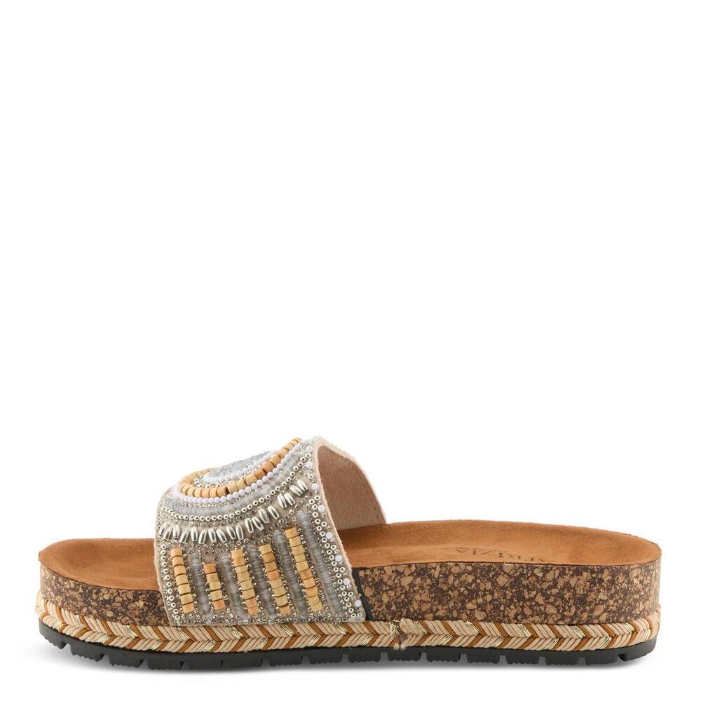 NEW PATRIZIA women's swirla flat mule sandal in grey multi